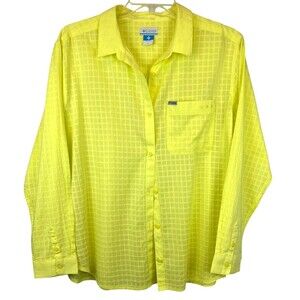 Columbia PFG Long Sleeve Button Front Shirt  1X  NWOT  Yellow  Outdoor Adventure